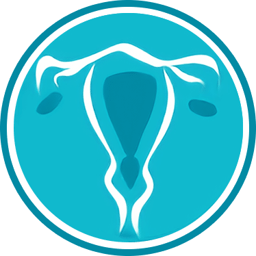 Icône bleu représentant un utérus